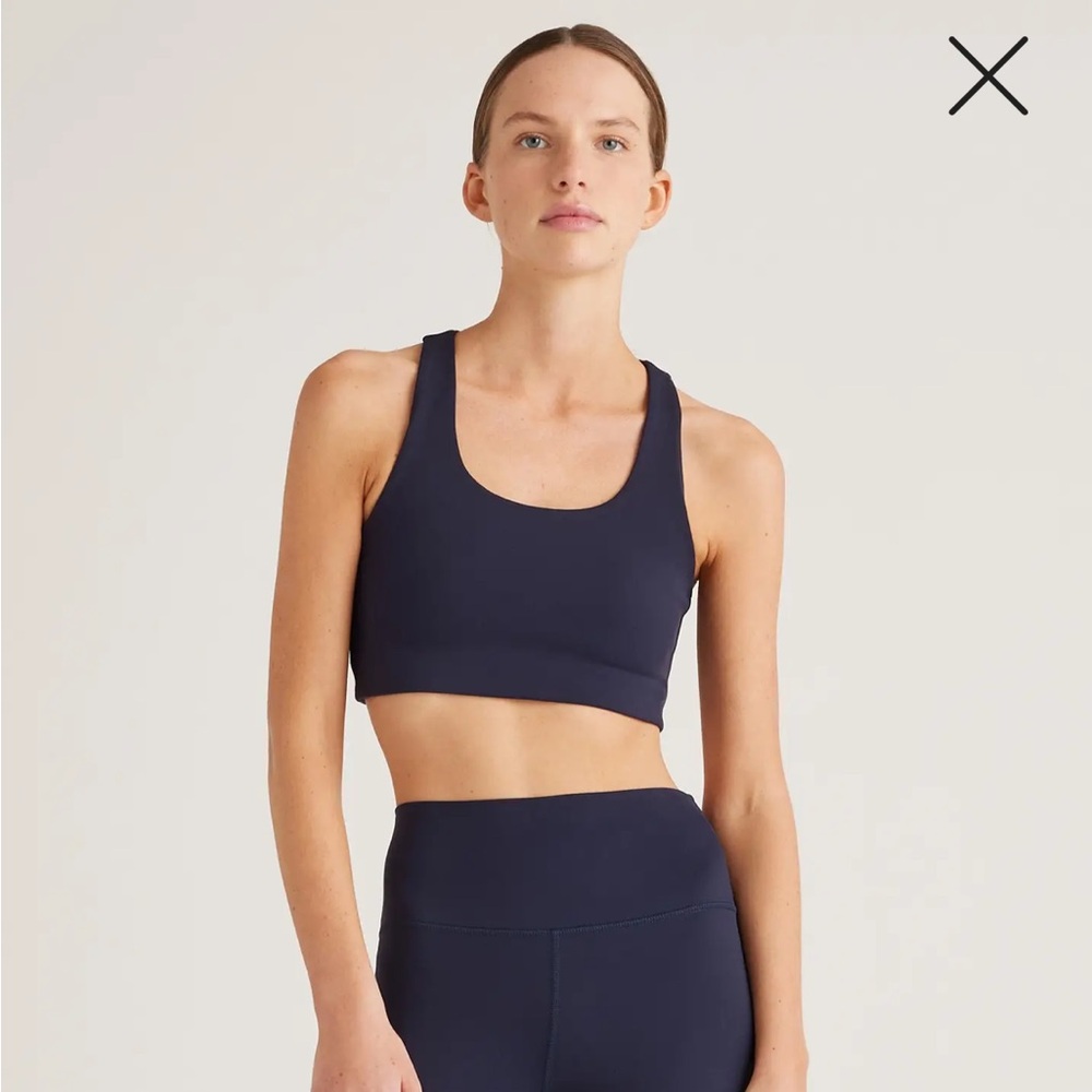 Quince Ultra-Form Scoop-Neck Longline Bra deep navy small